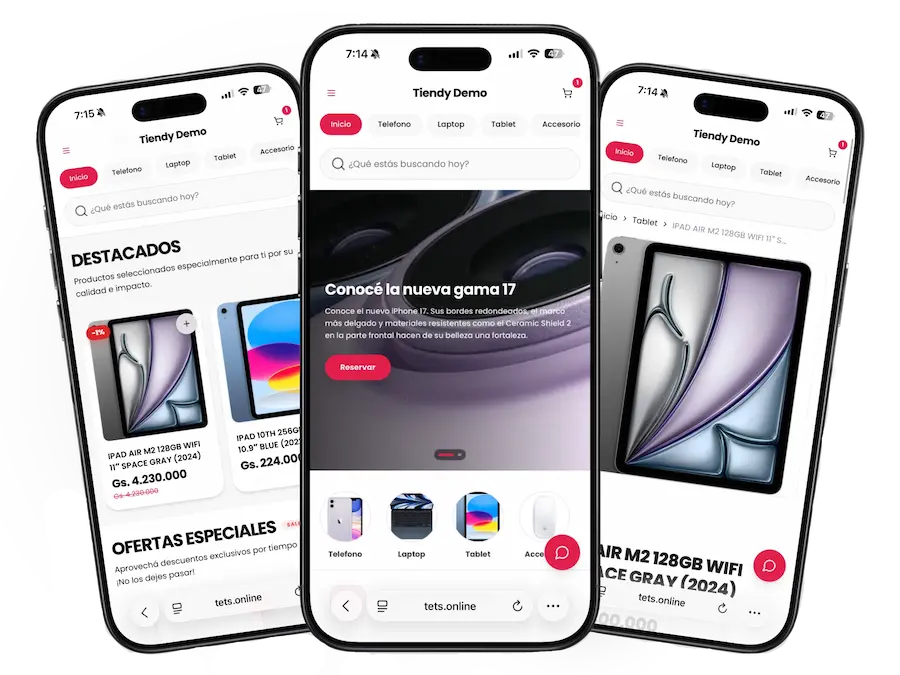 Panel de administración de Tiendy mostrando productos y pedidos