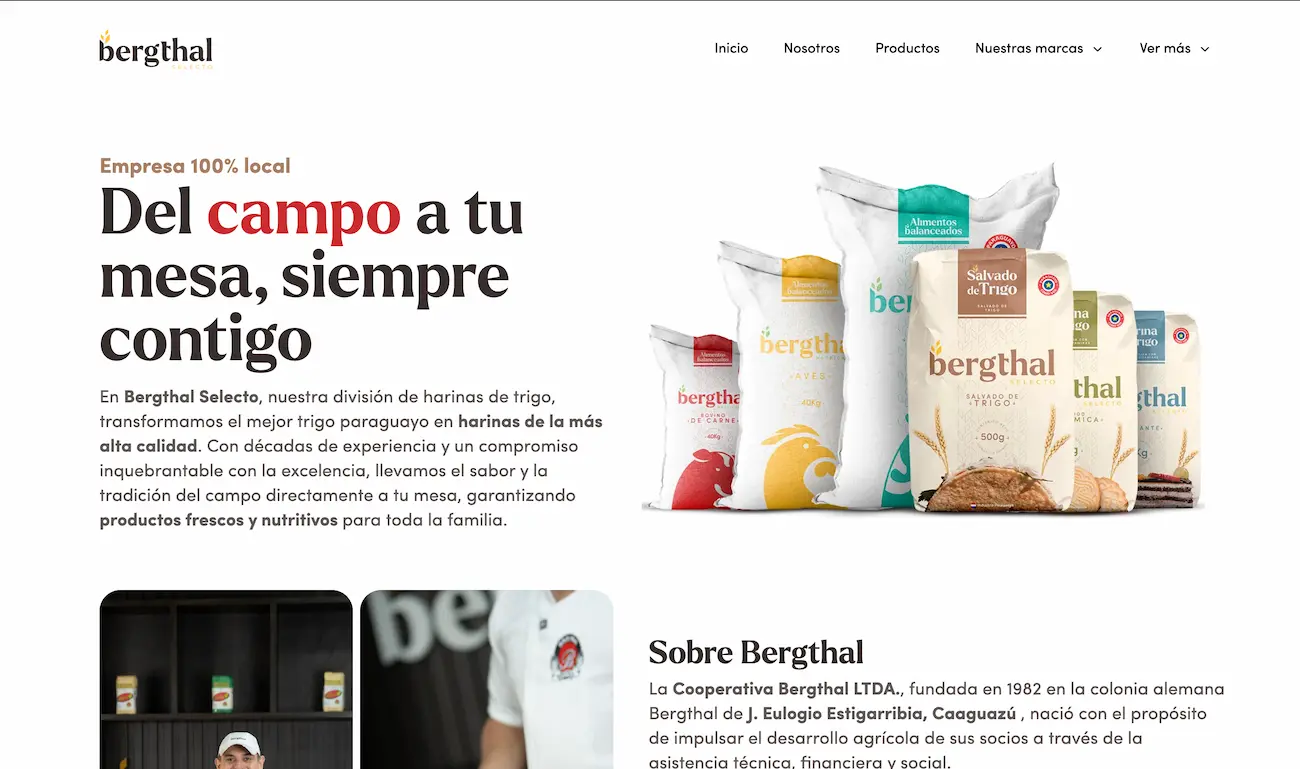 Bergthal - Landing Corporativa — caso de estudio de Industria ganadera y alimenticia